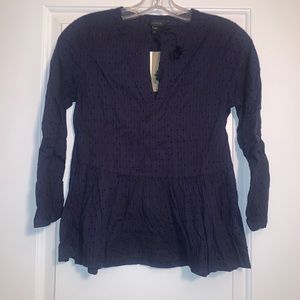 J Crew Petite Peplum Tassel Tie Shirt P00 NWT